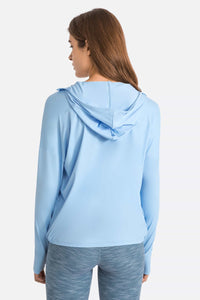 Thumbnail for Zip Up Dropped Shoulder Hooded Sports Jacket