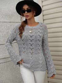 Thumbnail for Openwork Dropped Shoulder Knit Top