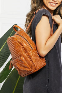 Thumbnail for SHOMICO Certainly Chic Faux Leather Woven Backpack