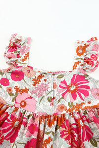 Thumbnail for Floral Square Neck Babydoll Top
