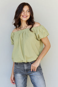 Thumbnail for HEYSON Light The Way Off The Shoulder Puff Sleeve Blouse in Lime